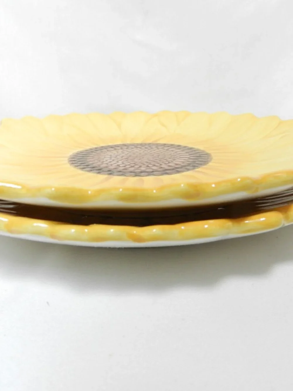 Pier 1 Sunflower Fields Hand Painted set 2 plates Seymour Man salad appetizer